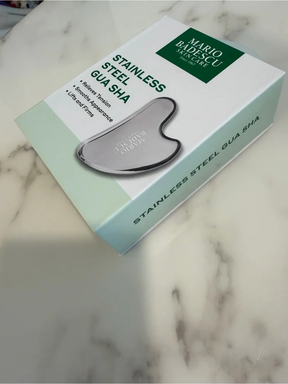 Mario Badescu Silver Stainless Steel Gua Sha - new in box